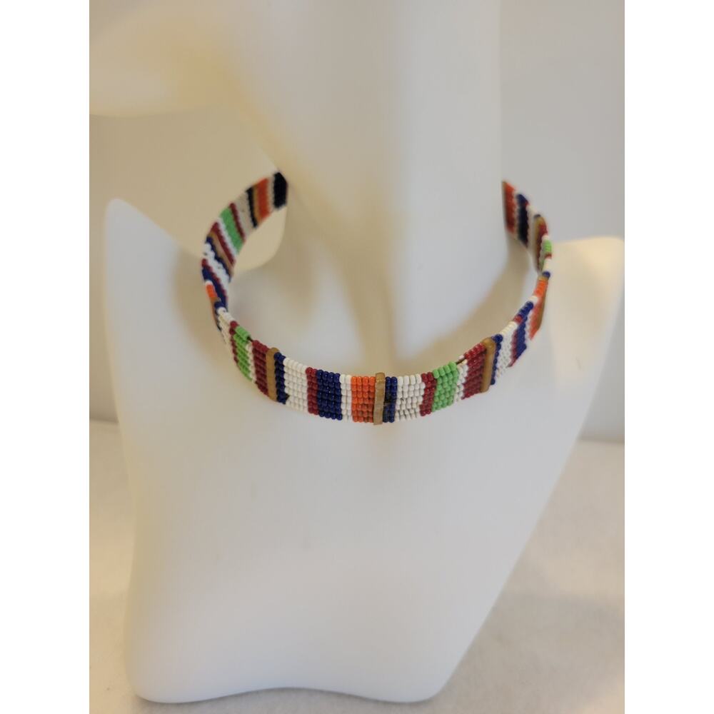 Maasai Beaded Ethnic Necklace Boho Art Deco Choker Multicolor Fashion Jewelry